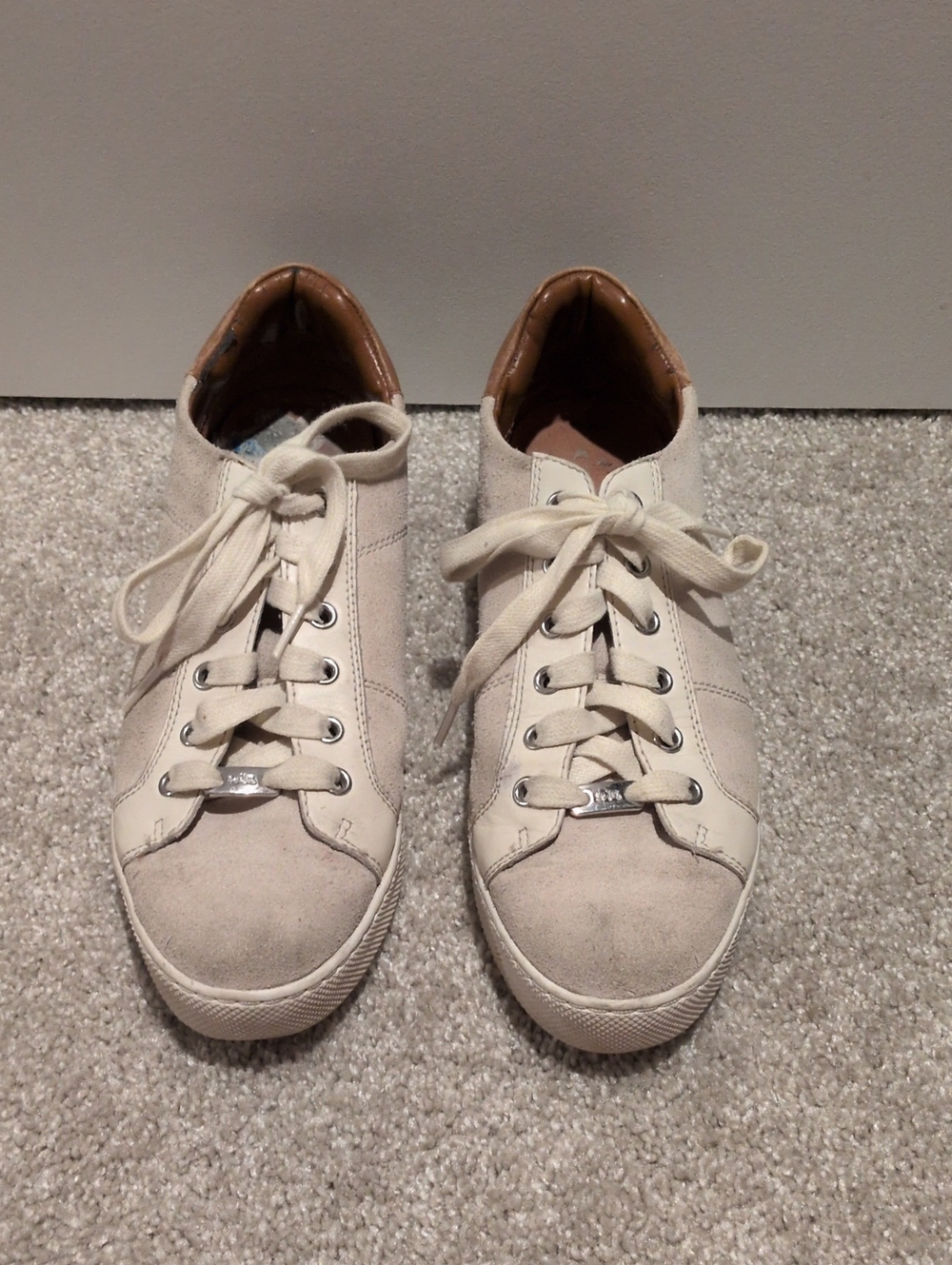 Coach Cream Low-Top Lace-Up Sneakers with Tan Lining